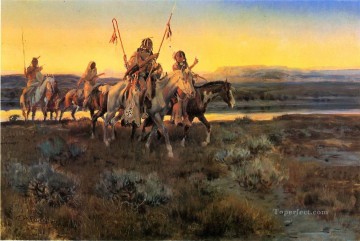 American Indians Painting - piegans 1918 Charles Marion Russell American Indians